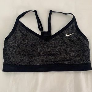 Nike metallic/ silver/ black sports bra- sz L